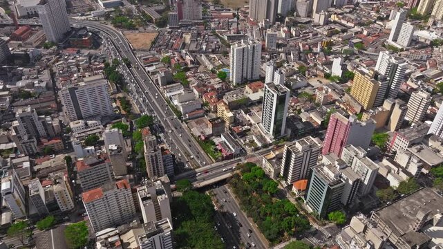 Cinematic Aerial Descent into Liberdade District, S&atilde;o Paulo