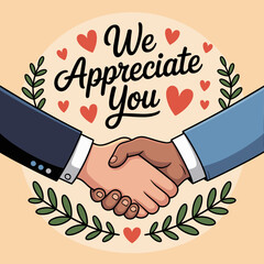 We Appreciate You Handshake Illustration