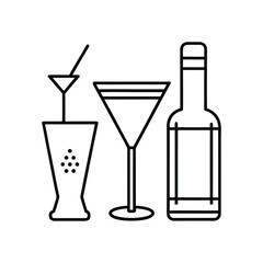 Classic Cocktail Glassware Collection Vector Illustration