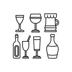 Classic Cocktail Glassware Collection Vector Illustration