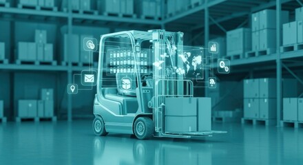 Autonomous Forklift in Warehouse with Digital Interface and Connected Technology