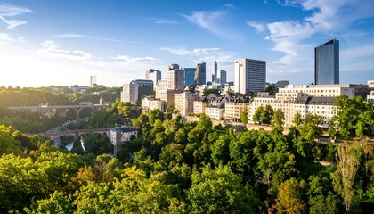 Luxembourg City Skyline With Summer
