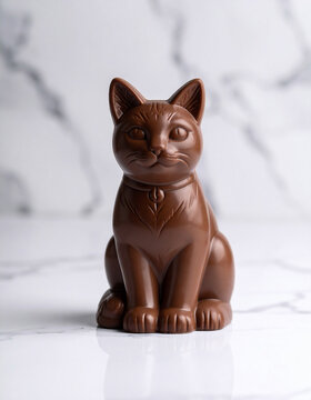 Chocolate cat in front of a marble background