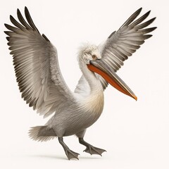 Fototapeta premium Dalmatian pelican with opened wings