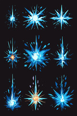 Dynamic Explosion Effects Collection in Vibrant Blue and Orange Colors