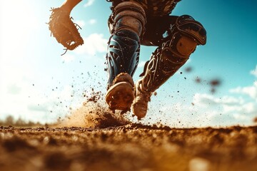 Baseball catcher in action on sunny day