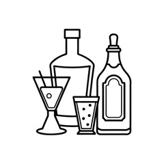 Classic Cocktail Glassware Collection Vector Illustration