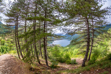 Italy Abruzzo Lake Scanno heart-shaped panoramic view