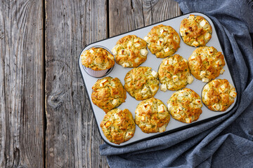 Greek Style Zucchini Feta Muffins, top view