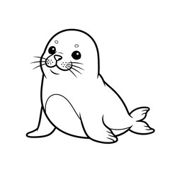 Cute walrus for colouring