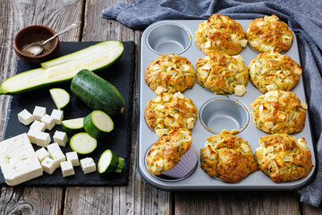 Greek Style Zucchini Feta Muffins, top view