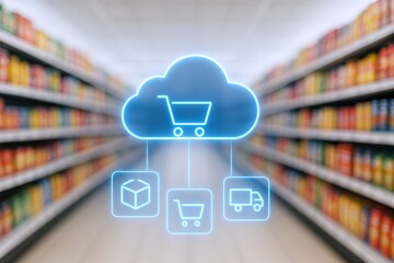 Cloud Based Retail: Digital Commerce Overlay in Supermarket Aisle for Online Shopping Integration