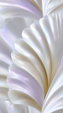 Abstract seashell design with layers of opalescent texture. The image showcases a soft, layered pattern with a pearly sheen, conveying elegance and serenity