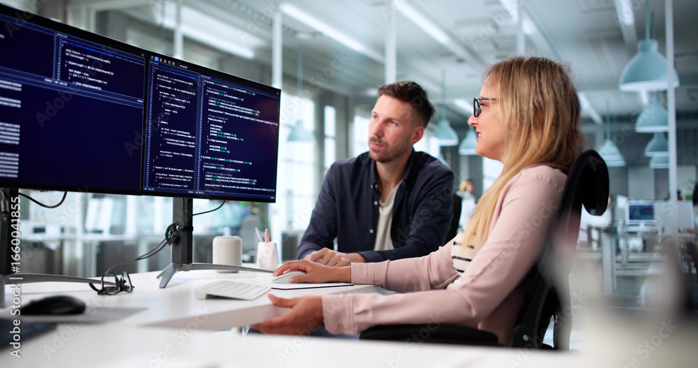 Poster two software developers collaborating