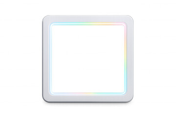 Rounded square frame glowing with rainbow neon colors, illuminating content against transparent background
