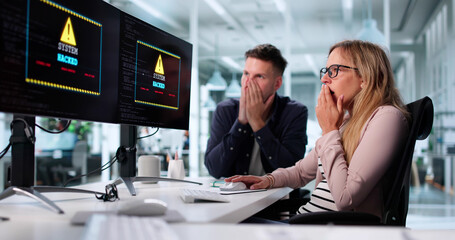 Cyber Attack On Business Computer: Ransomware Malware Threatens