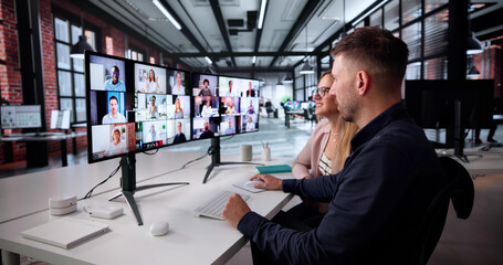 Virtual Business Meeting: Office People Learn Through Online