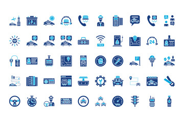 Taxi Service Line Icons