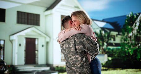 Embracing Patriotism: Officer And Soldier Share A Happy