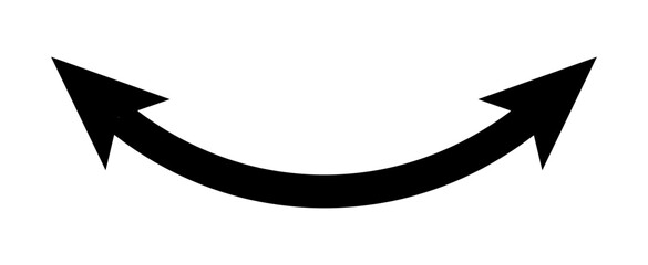 Curved outward double arrow icon pointing in opposite directions representing expansion, growth, movement, navigation, distribution, exchange, transition, and dynamic process concept