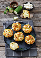 Greek Style Zucchini Feta Muffins, top view