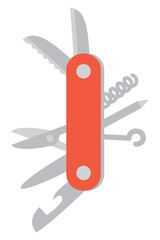 万能ナイフ　アーミーナイフ　多機能ナイフ　イラスト