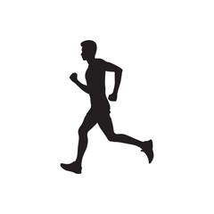 Jogger side view silhouette. Casual runner captured midjog  simple athletic silhouette.