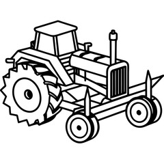 Diesel Cultivator Outline Illustration