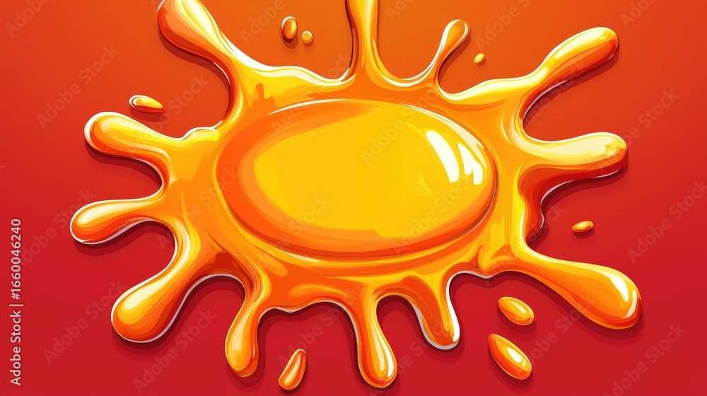 Aufkleber vibrant orange liquid splash on red background creating a dynamic fluid blob illustration decorative