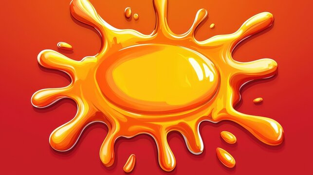 Vibrant Orange Liquid Splash on Red Background Creating a Dynamic Fluid Blob Illustration Decorative Element and Smooth Texture - Powered by Adobe