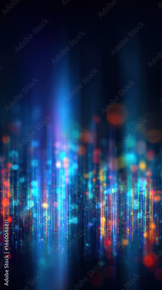 Aufkleber abstract vertical bokeh background with colorful light streaks and soft focus, perfect for technolog
