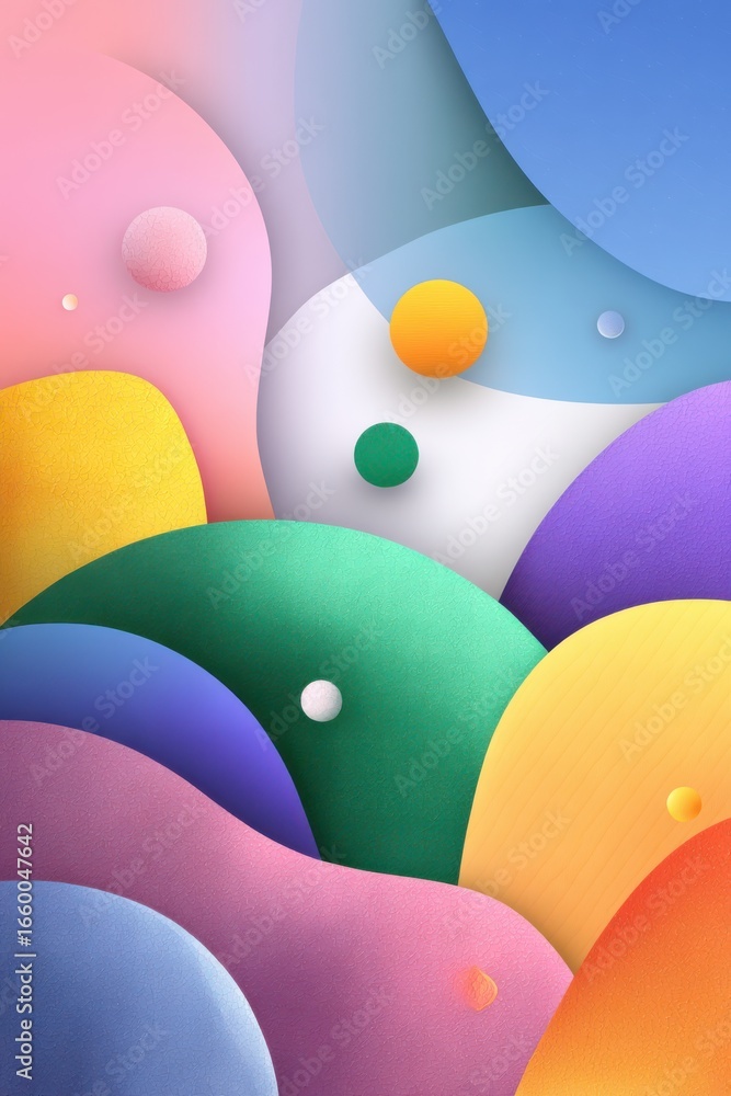 Poster abstract colorful artistic design with overlapping shapes and vibrant spheres