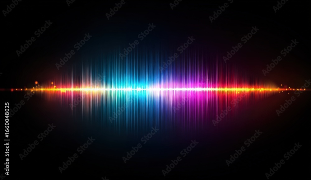 Poster Vibrant Abstract Light Spectrum Visualization: A Dynamic Display of Colorful Data and Energy Waves