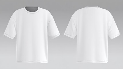 White T-Shirt Mockup: Front and Back Views for Apparel Design and Product Display, Isolated on Light Grey Background