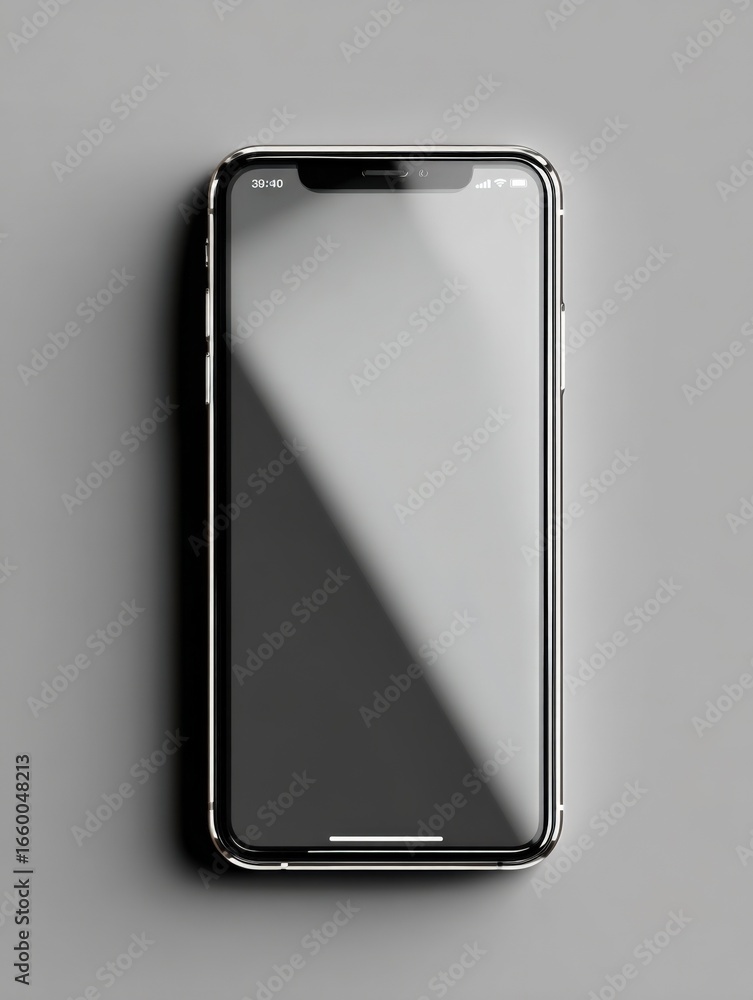 Poster sleek smartphone mockup on gray background showcasing modern mobile device for app presentation and 