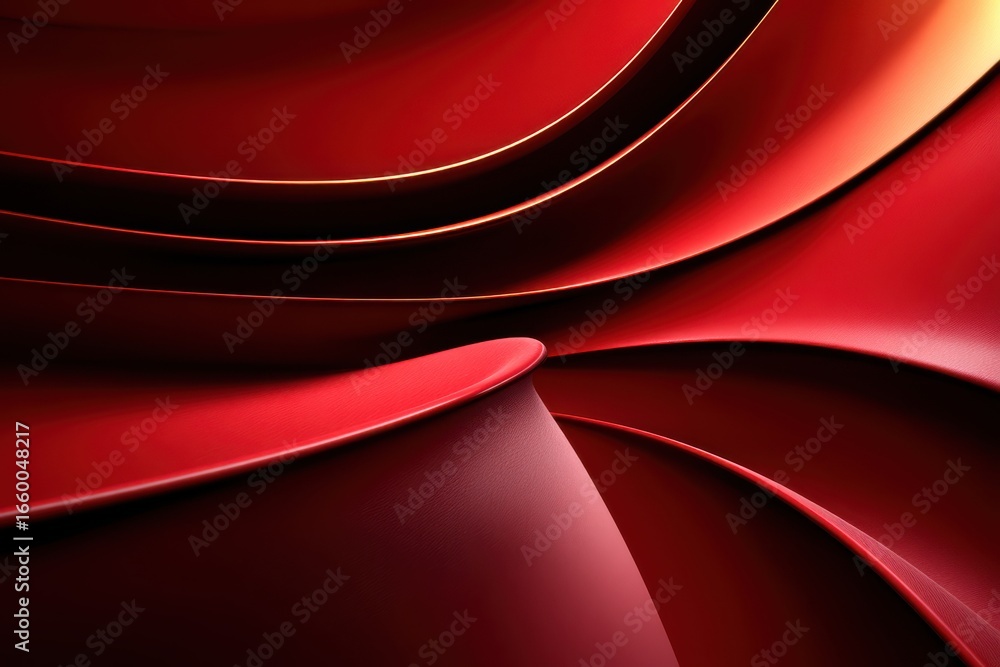 Poster abstract close-up of smooth red layered lines forming dynamic structure