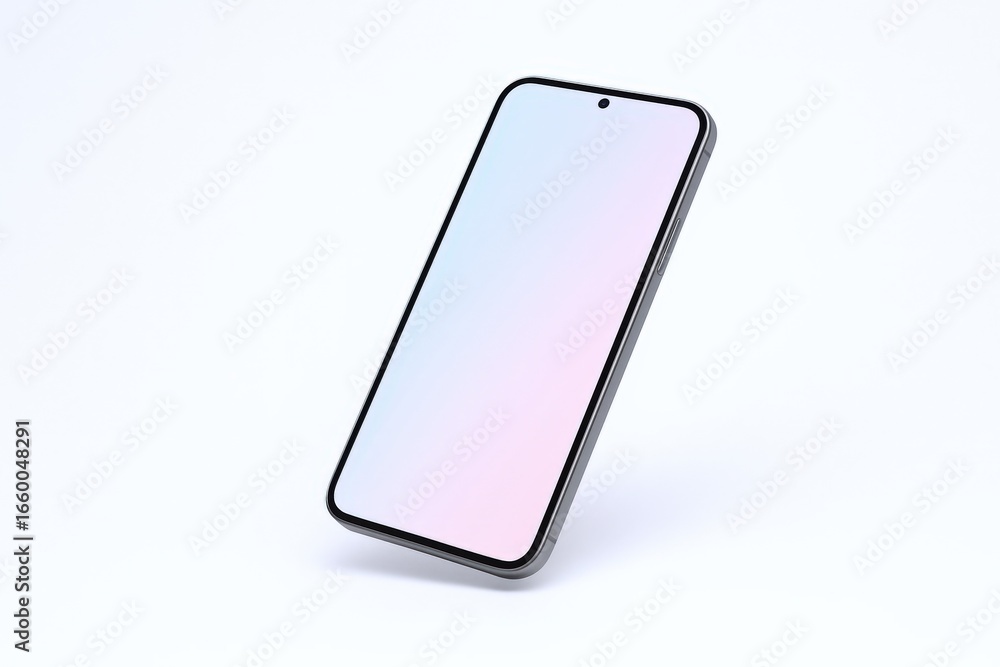 Poster sleek smartphone mockup with gradient screen display, perfect for app and website presentation on wh