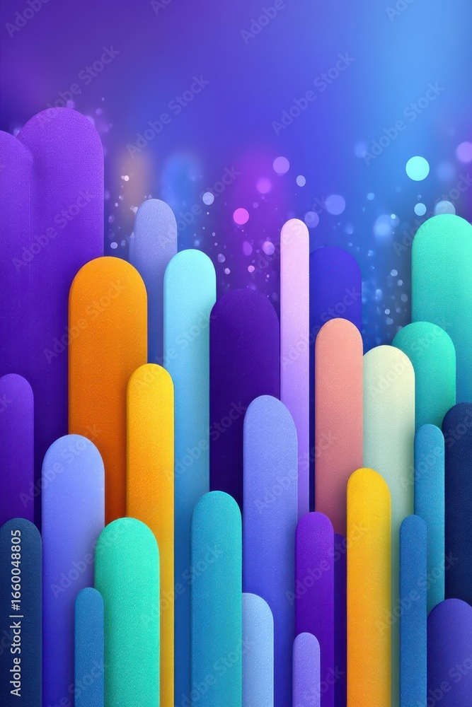 Poster colorful abstract design with vertical shapes on a gradient background