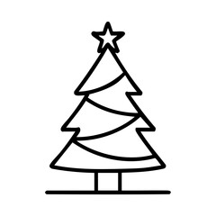 Fototapeta premium Minimal Christmas Tree with Ribbon and Star Icon