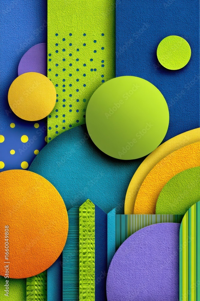 Poster colorful abstract geometric composition with textured overlapping shapes