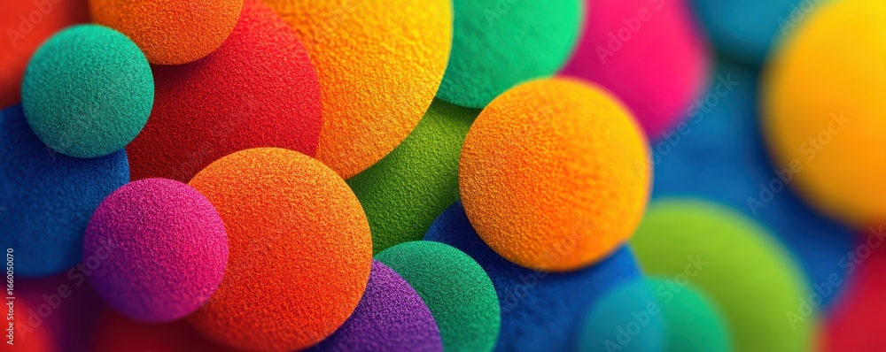 Poster bright colorful textured circles creating a dynamic abstract background