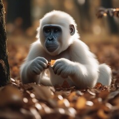 a baby white gorilla in the rainforest