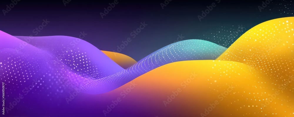 Poster abstract vibrant gradient background with wave patterns and halftone textures