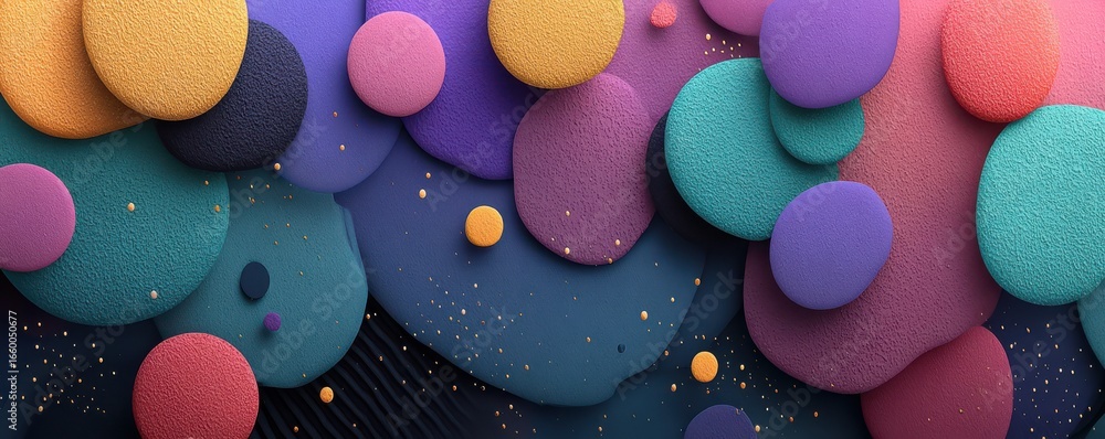 Poster vibrant abstract overlapping textured circles design with modern artistic elements