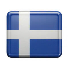 Obraz premium Shiny blue and white cross flag with rounded corners isolated on transparent background