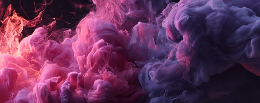 Abstract swirl of pink and purple smoke against a black background - Powered by Adobe