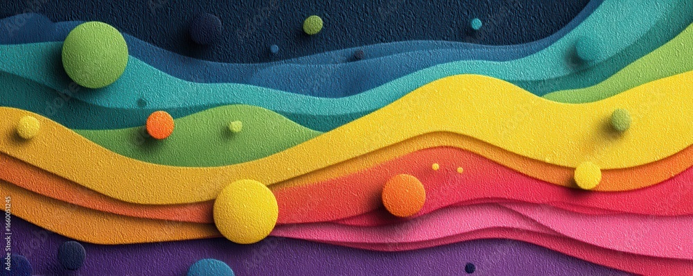 Poster abstract colorful layered background with spheres and textures