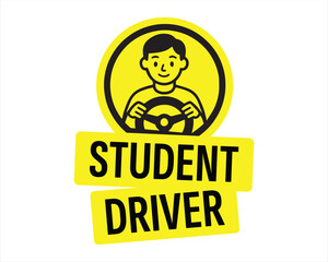 Student Driver Sign – Illustrated Road Safety Marker for Learner Awareness