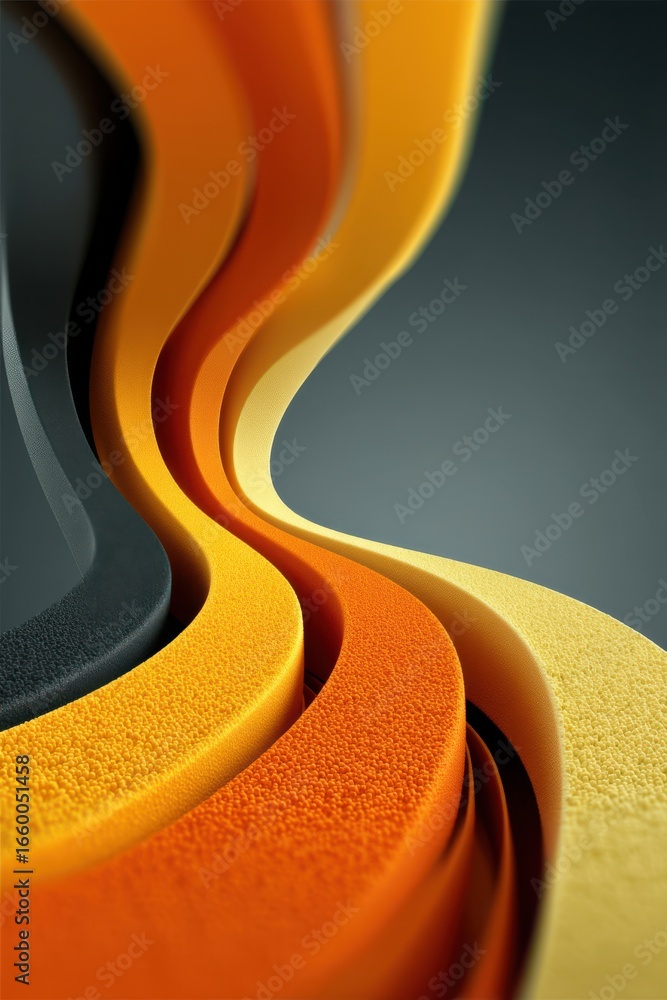 Poster abstract curved pattern with vibrant orange and yellow design elements
