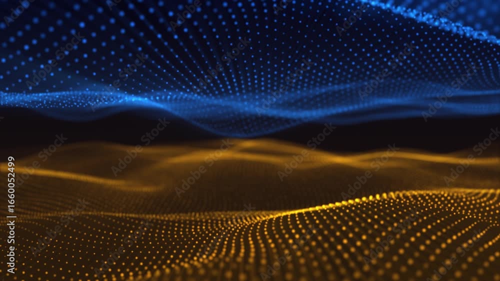 Wall mural a mesmerizing digital artwork of blue and yellow dot patterns in an abstract display.